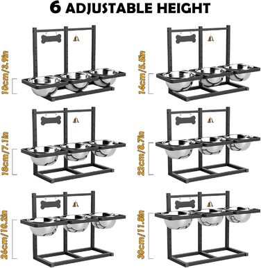Підвищені годівниці для собак з повільним годуванням, 5 регульованих висот, неслизький, міцний металевий каркас, непромокальний килимок, стійкі до іржі миски, легко миються, висота: 42 см