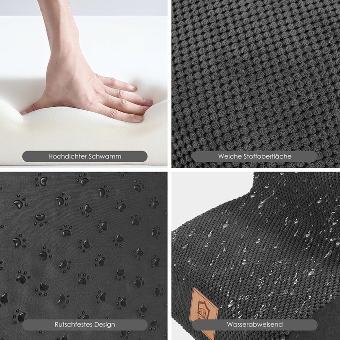 Сходинка для собак Myiosus – 3 ступені, для малих собак, з високощільним губчатим матеріалом, портативна, знімний та миючий чохол, антиковзаюча, чорна