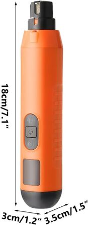 Шліфувальник для кігтів собак MiOYOOW з LED-підсвічуванням, 5 швидкостей, USB-зарядка, тихий, для собак та котів (Помаранчевий)