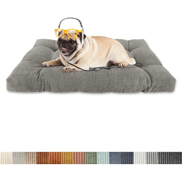 Ортопедичне ліжко для собак 85x55x8 см, Cordstoff, м'яке ліжко для собак, крісло-диванчик для собак, великі собачі подушки, диван для собак, неслизьке дно, ліжечка для собак середнього розміру, сірий колір