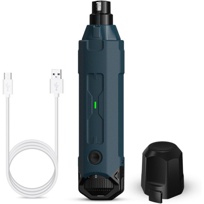 Шліфувальник для собачих нігтів Pawzyzie - безпечна та тиха технологія догляду за нігтями, 6 режимів, 2 LED-лампи, блакитний