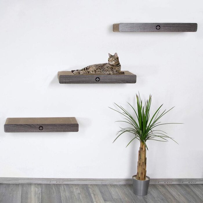 CanadianCat Company Котяча стінка Catwalk із 3 когтеточок з прихованим настінним кріпленням Cloud, темно-сіра, 70x30x8 см, ігровий комплекс для котів