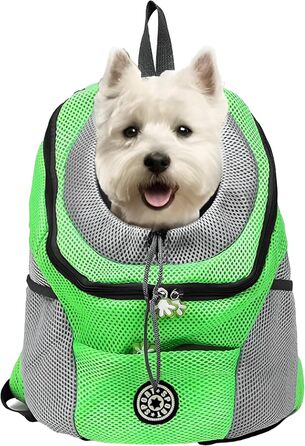 Рюкзак-переноска для собак та котів, до 10 кг, зелений, для подорожей та активного відпочинку