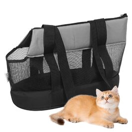 Транспортна сумка для котів та собак до 5 кг: дихаюча переноска з пряжкою, портативна сумка для маленьких тварин, чорна