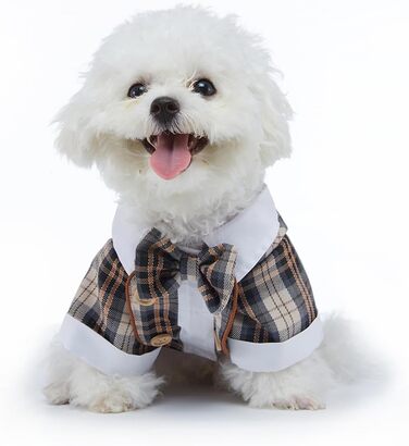 Елегантний костюм для собак: смокінг для маленьких та середніх собак, коричневий, з краваткою, для вечірок, свят, днів народжень, розмір L (довжина спини 34 см)