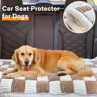 Незсувний авточохол для собак, килимок для домашніх тварин на заднє сидіння, водонепроникний та стійкий до подряпин килимок для подорожей, м'який захист для автомобілів, вантажівок та позашляховиків (63 x 138 см), в клітинку, темно-коричневий