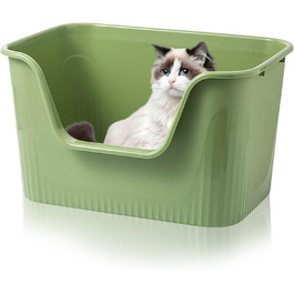 Відкритий лоток для котів Duscdesp, великий 64x45x33 см, без кришки, з високим бортиком, сірий, для великих котів та кошенят, захист від розбризкування