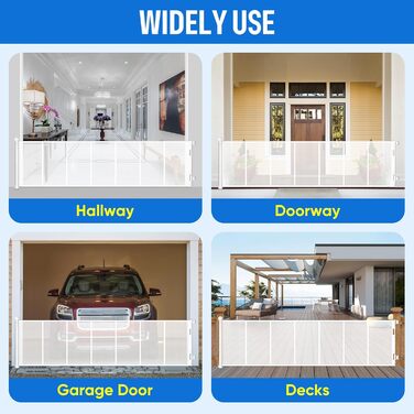 Розсувна сітка для захисту відвідування MYPIN, 0-140 см, для собак та дітей, чорна. Розтягується до 300 см