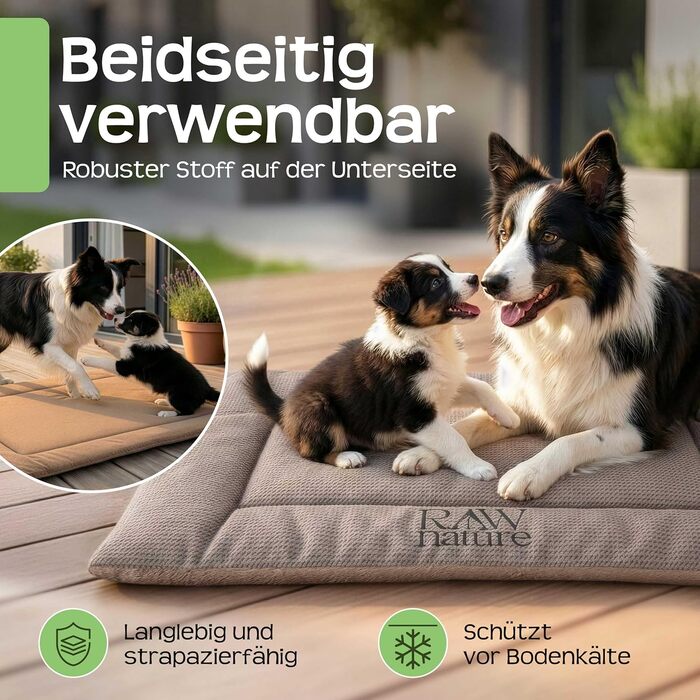 Лежанка для собак RAW Nature Hundedecke SAVO, XL (110x70x4,5 см) – м'яка, двостороння, для переносок, пісочно-коричнева