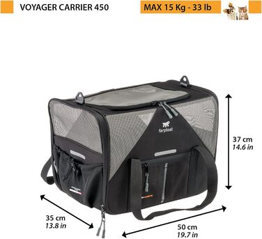 Переноска для собак та котів Ferplast Voyager M, чорна, 50x35x37 см, до 15 кг