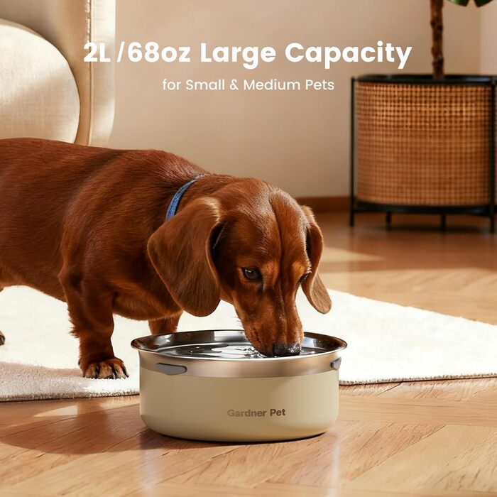 Нержавійна чаша для води для собак Gardner Pet, 2L, проти протікання, без розбризкування, для великих собак, для дому та вулиці