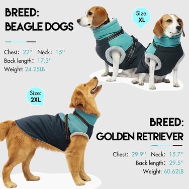 Водонепроникна та вітронепроникна куртка для собак великих порід з інтегрованим шлейкою та флісовою підкладкою, ідеальна для снігу та зими (XXXX-Large, Зелений)