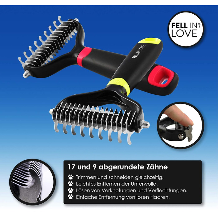 Щітка для собак з довгою шерстю FELL IN LOVE для видалення підшерстка | Щітка для підшерстка собак та котів | Щітка для видалення шерсті зеленого кольору