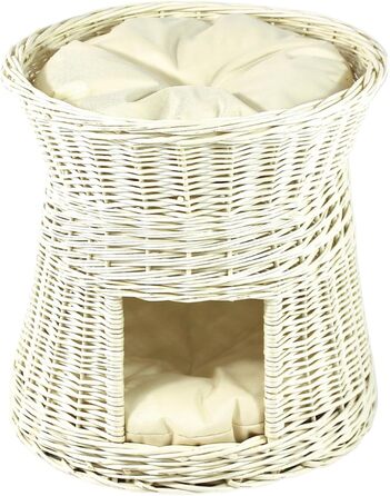 Кігтеточка-будиночок для котів, 50 см, з подушкою, з плетеної лози, двоярусна, для дому