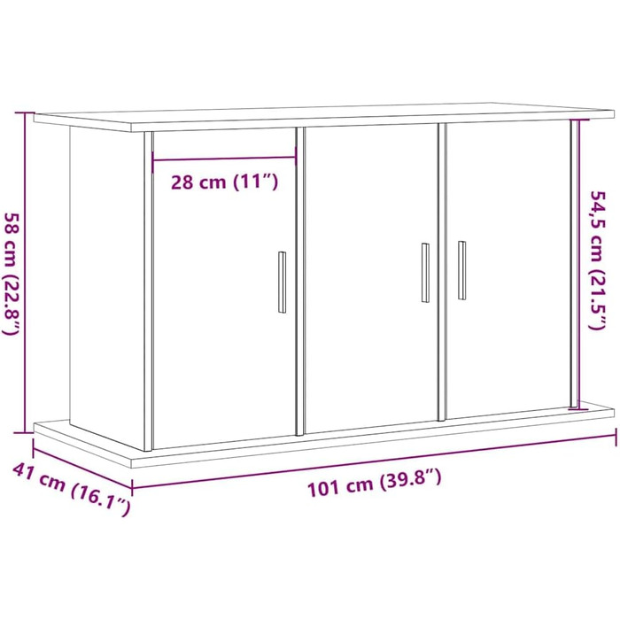Стеляжка для акваріума vidaXL 81x36x73 см, дерев'яний каркас, тумба під акваріум, тумбочка для акваріума, тумба під акваріум (101 x 41 x 58 см, дуб, ручної роботи)