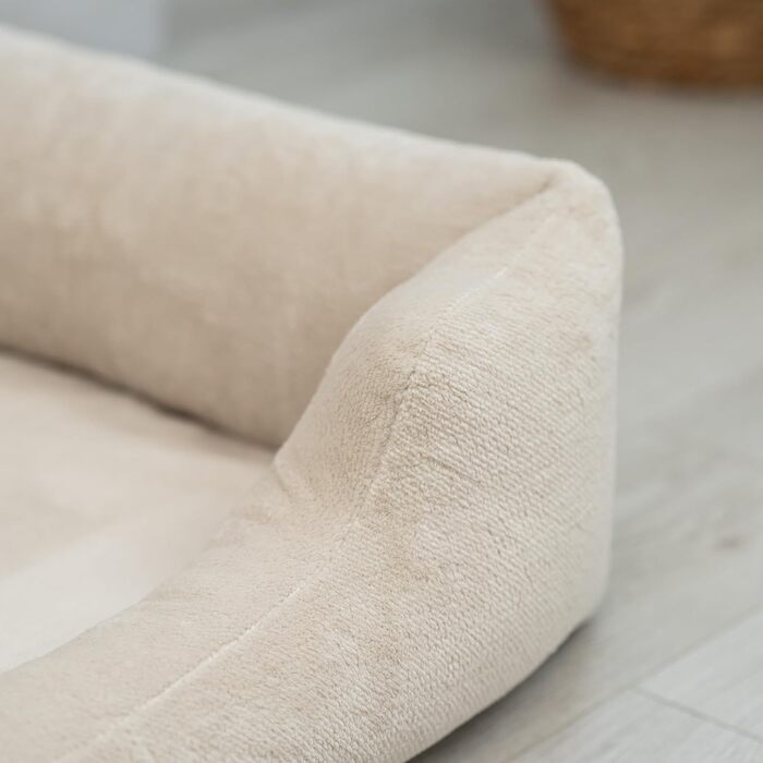 Ортопедичний лежак для собак Candy, великий, середній, маленький - м'яке ліжко для собак, килимок, з плюшу, антиковзаюче, м'яке, довговічне, зносостійке, міцне (XXL+|130x100см, кремовий)