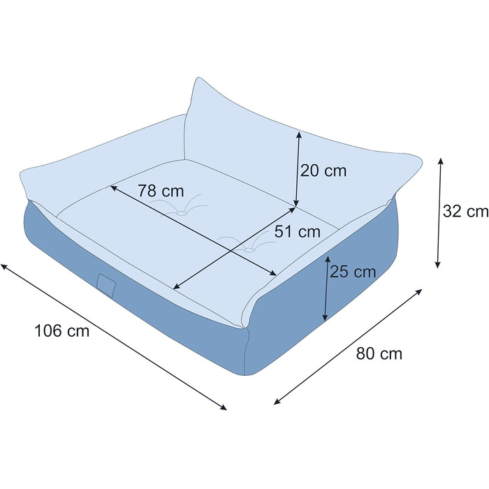 Крісло-ліжко для собак - Doggy Hundebett, XXL (106x80 см, графіт)