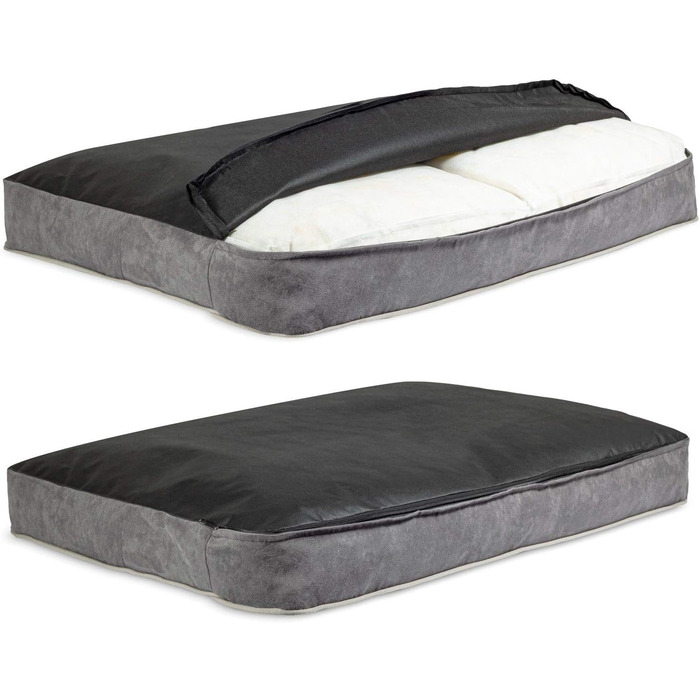 Крісло-ліжко для собак XL | М'яке ліжко з memory foam | Для великих собак | Легко миється | Еко-замша | Розмір 75 x 100 см | Темно-сірий колір