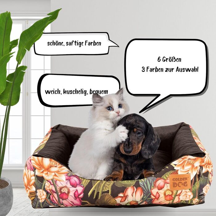 М'яке ліжко для собак з піднятими бортиками, розмір XXXL, з квітковим дизайном, 'Superheld'