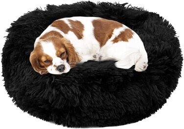 М'яке ліжко для собак та котів Donut 50см - чорне, для маленьких та середніх порід