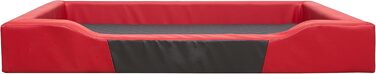 Крісло-ліжко для собак XL, 93x62 см, червоне екошкіра, чорна матрацна поверхня