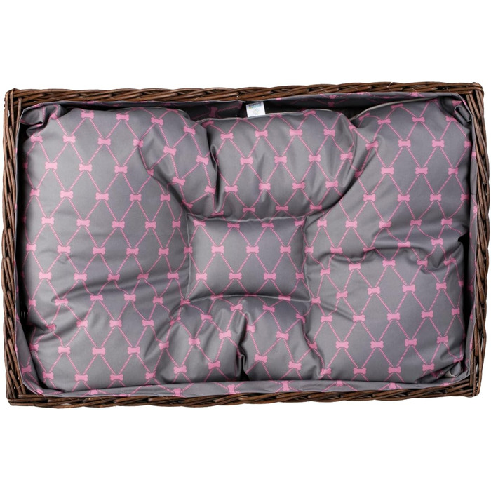 Корзина для собак та котів з плетеної лози, лежанка, 80x50 см, коричнево-сіра