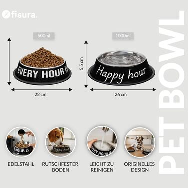 Миски для собак Fisura Dog Bar з нержавіючої сталі, рожеві та червоні, 500 мл + 1000 мл