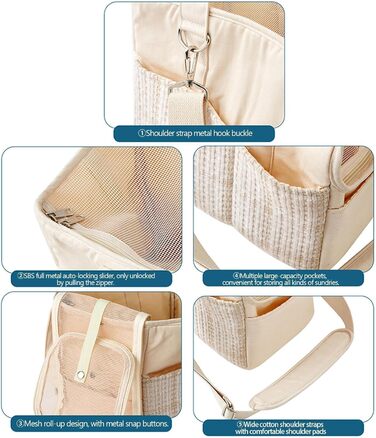 Сумка-переноска для тварин, універсальна, з бавовняного канвасу, для подорожей, дихаюча, портативна, кремового кольору