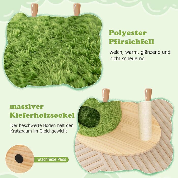 Кігтеточка для котів GYMAX 97 см з печерею, 3-ярусна, з сизалю, з платформою, дерев'яна основа, для дому