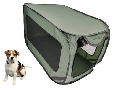 Складана переноска для собак та котів - 92x52x52 см, з подвійними дверцятами, Pop-Up, для великих, середніх та маленьких собак, легка, зручна у зберіганні (зелена)
