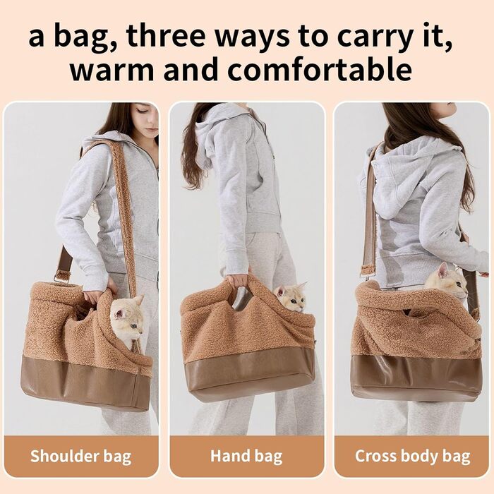 Транспортна сумка для котів Gihioue | Тепла водонепроникна сумка-переноска на плече для котів, з безпечним замком, для маленьких та середніх порід, у холодну погоду на вулиці