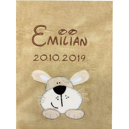 Декоративний лежак для собак KIDDI-MEDIA з вишивкою імені, аплікаціями, пісочно-коричневого кольору