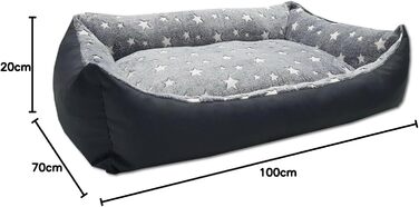 Ліжко для собак Odolplusz з двостороннім подушкою 100x70 см | Зручне собаче ліжко | Подушка з гіпоалергенного поліуретану (Сірий - Зірки)