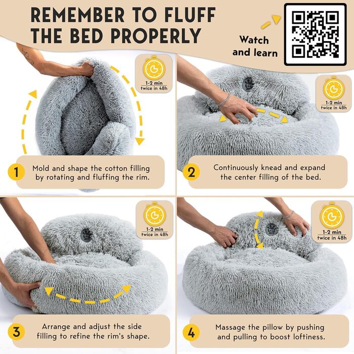 Крісло-лежанка для собак PetJett, середнього розміру, 76,2 см, у вигляді пончика, з антиковзким покриттям та можливістю прання, супер м'яке та пухнасте, кругле ліжко, знімає тривожність, преміум-комфорт для домашніх тварин, підходить для собак до (Д 76 x 