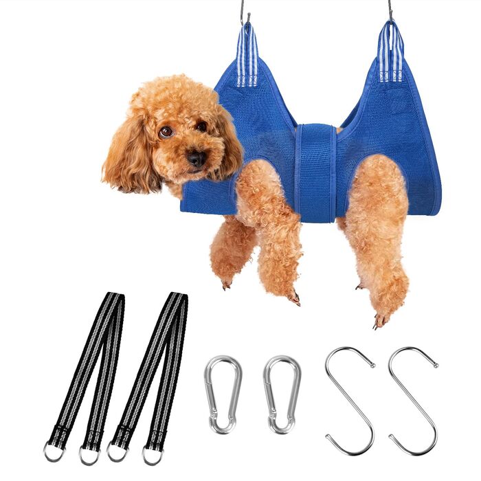 Набір для догляду за тваринами: гамак, пристосування для грумінгу, інструменти для стрижки нігтів (синій, M)