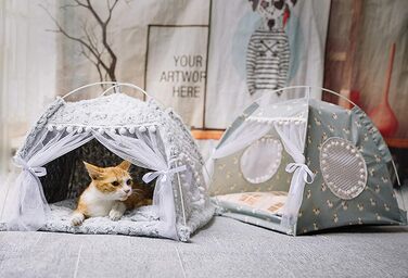 Плюшевий намет для собак і котів Haustier Tipi, знімне ліжко з матрацом, м'яке затишне місце для відпочинку, пране, для малих і середніх собак та котів