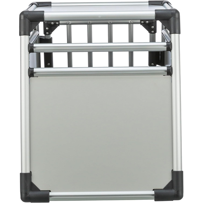 Тріксі переносна клітка для собак, алюміній, срібна, розмір S (48x57x59 см) / L (78x55x62 см), стабільна, тиха, з безпечним замком та неслизьким килимком