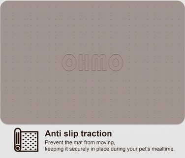 Підкладка під миску для собак та котів OHMO, 60x40 см, силіконова, неслизька, водонепроникна, бежева