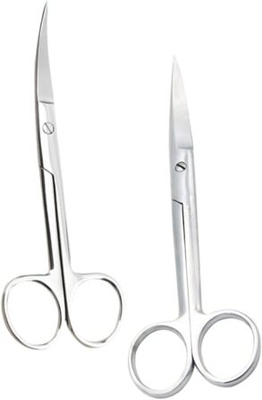 Набір з 2 професійних фризьорських ножиць для тварин Ipetboom з нержавіючої сталі. Круглий наконечник, для дому та салону, прямі та зігнуті кінці.