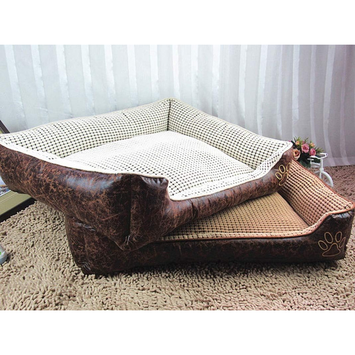М'яке розкішне ліжко для собак GUOCU з знімним подушкою, водонепроникне, з кортекс-матеріалу, для домашніх тварин, різних розмірів, XXL (L (70x55x22 см), Бежевий)