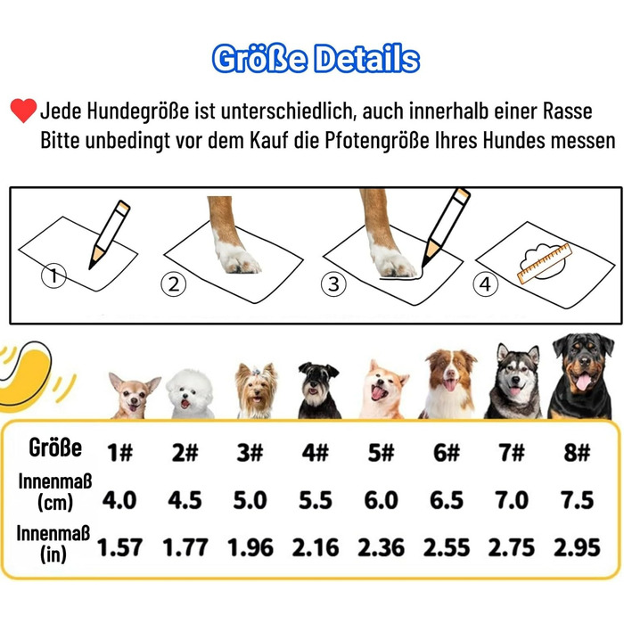 Чоботи для собак: захист подушечок лап [4 шт.], водонепроникні та дихаючі, з неслизькою підошвою та світловідбиваючим кріпленням. Підходять для малих, середніх та великих собак. Зручні чоботи для прогулянок на вулиці.