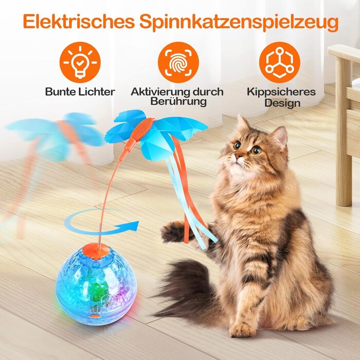 Інтерактивна іграшка для котів Migipaws 2-в-1: електричний м'ячик у тунелі, програмоване управління, іграшка-піймалка метеликів 2.0