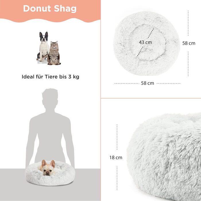 Ліжко для котів і собак Best Friends by Sheri Calming Donut, машинне прання, морозно-сіре, 58x58 см