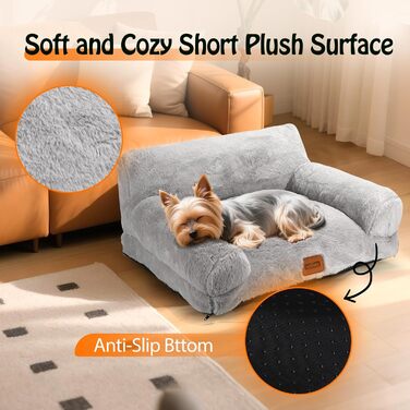 М'яке ліжко-диванчик для котів та собак Nobleza, 60x45x30 см, сірий колір