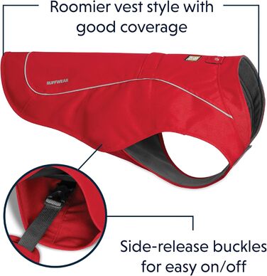 Ruffwear міцна куртка для собак з флісовою підкладкою, для мініатюрних порід, розмір XXS, червона (Red Currant), модель Overcoat