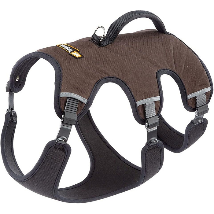 Шлейка для собак Ferplast ERGOTREKKING, коричнева, XL, з 6 застібками, витривала, з регулюванням, світловідбиваюча, з м'якою підкладкою