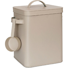 Металева коробка Relaxdays 6,5 л з дозатором для кормів та продуктів, герметична, білий (бежевий)