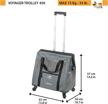 Транспортна переноска для собак та котів Ferplast Voyager Trolley, біла, з висувним ручками та колесами, до 15 кг, 46x26x48 см