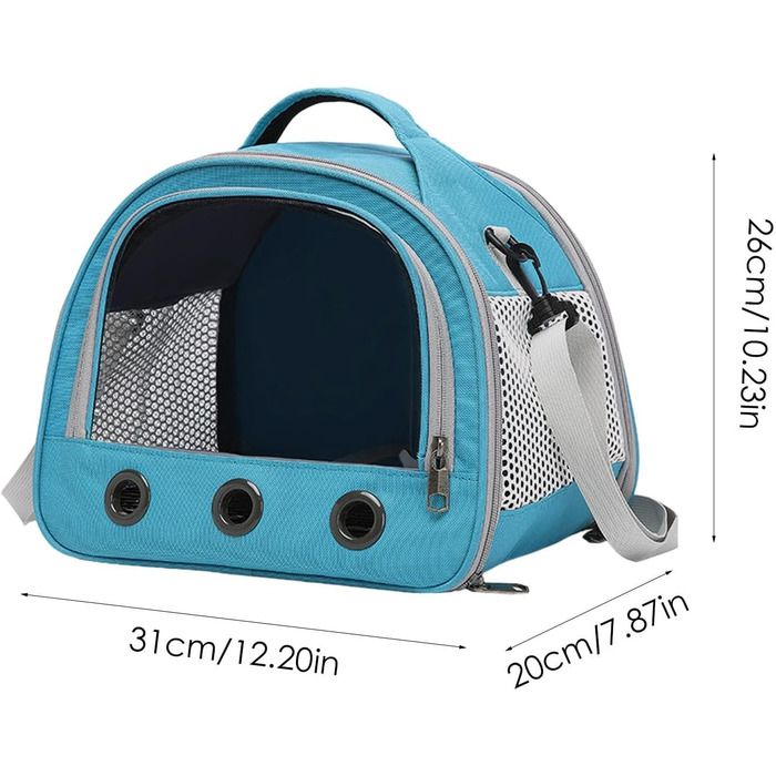 Переносна клітка для птахів Vogeltransport - легкий рюкзак для папуг, хамстерів, малих птахів. Атмосвітний, складаний дизайн, блакитний колір