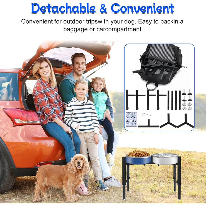 Підставка для корму для собак, регульована по висоті, металева, Quadrangle